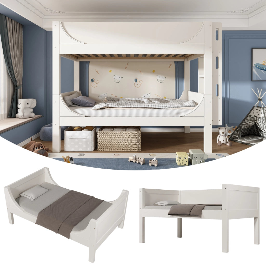 Letto a castello separabile – 90x200 cm – scala reversibile 2 letti singoli – bianco