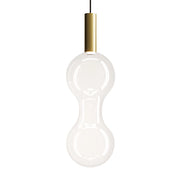 Zafferano Lampada a sospensione Sfer'Otto LED 8W in vetro borosilicato soffiato a bocca con finitura Oro e Trasparente, diametro 18 cm, IP40