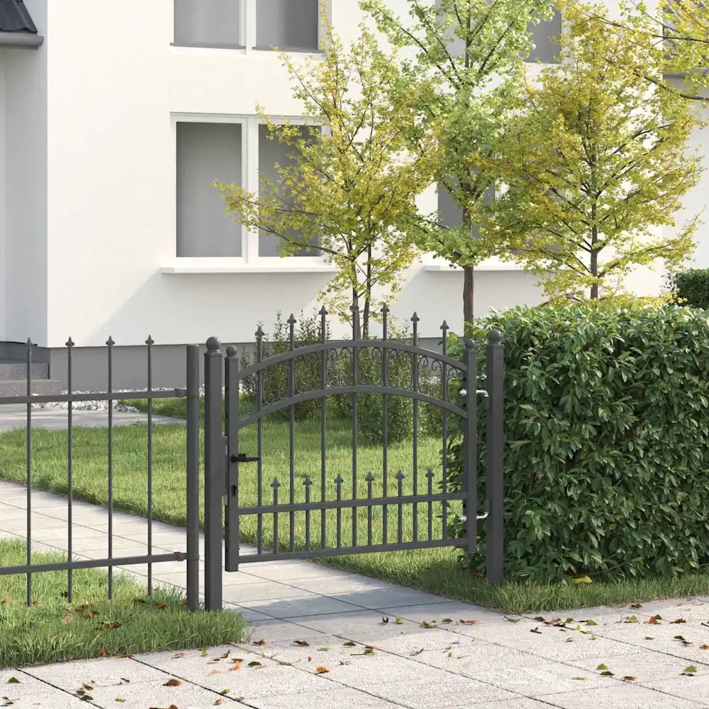 Cancello con Punta a Lancia KAMPEN 103 x 75 cm Acciaio Grigio 42009037
