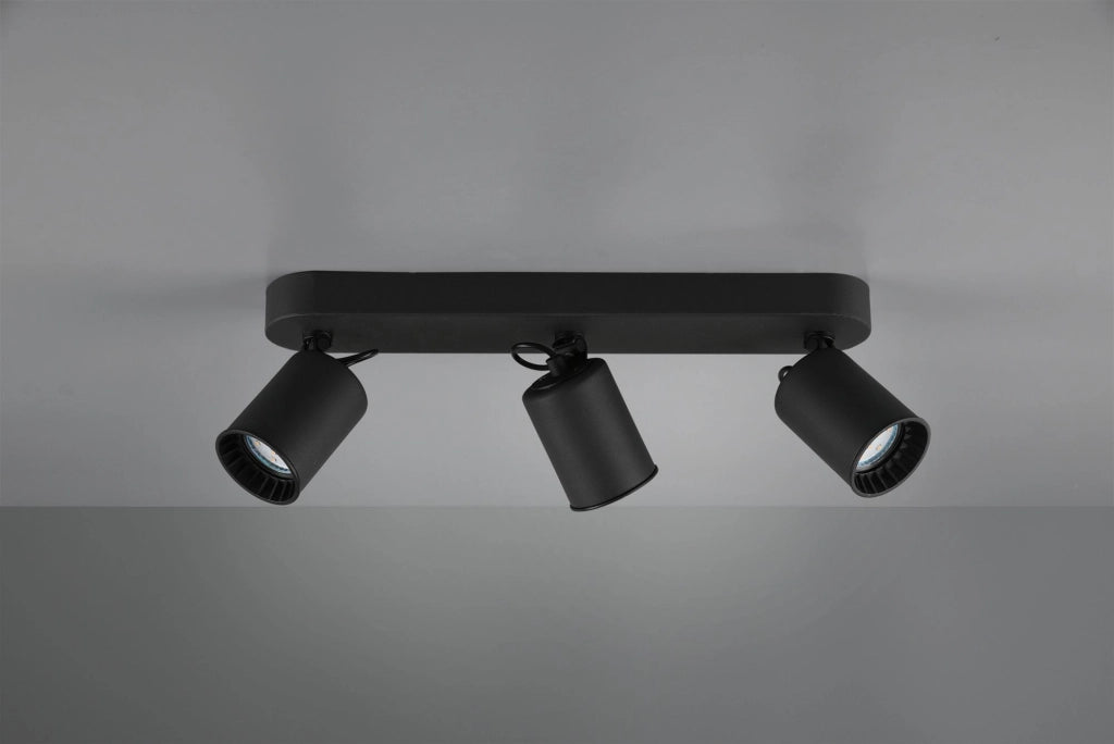 PAGO BARRA 3 SPOTS CILINDRI METALLO NERO L. 41CM 3 LUCI ATTACCO GU10