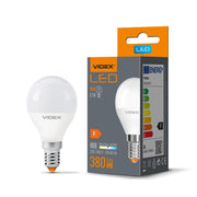Lampadina LED G45 E14 4W 380lm 4000K bianca opale Videx