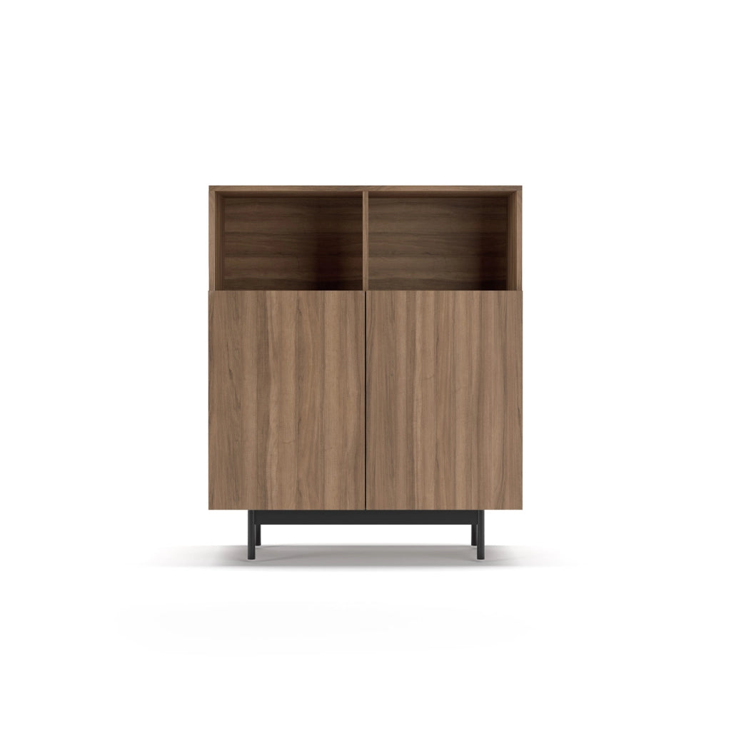 Credenza 2 vani Herdasa effetto noce gambe grafite 110x90x34