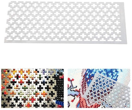 Liniaal Quadrato con Punti Diamantati per Mosaico e Hekwerk - Antiscivolo - Facile da Usare - Punti Diamantati per Sfumature - 0,5mm - 10cm - 20cm - 30cm