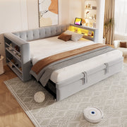 Letto con divano letto integrato flanella grigio chiaro 180x190 cm