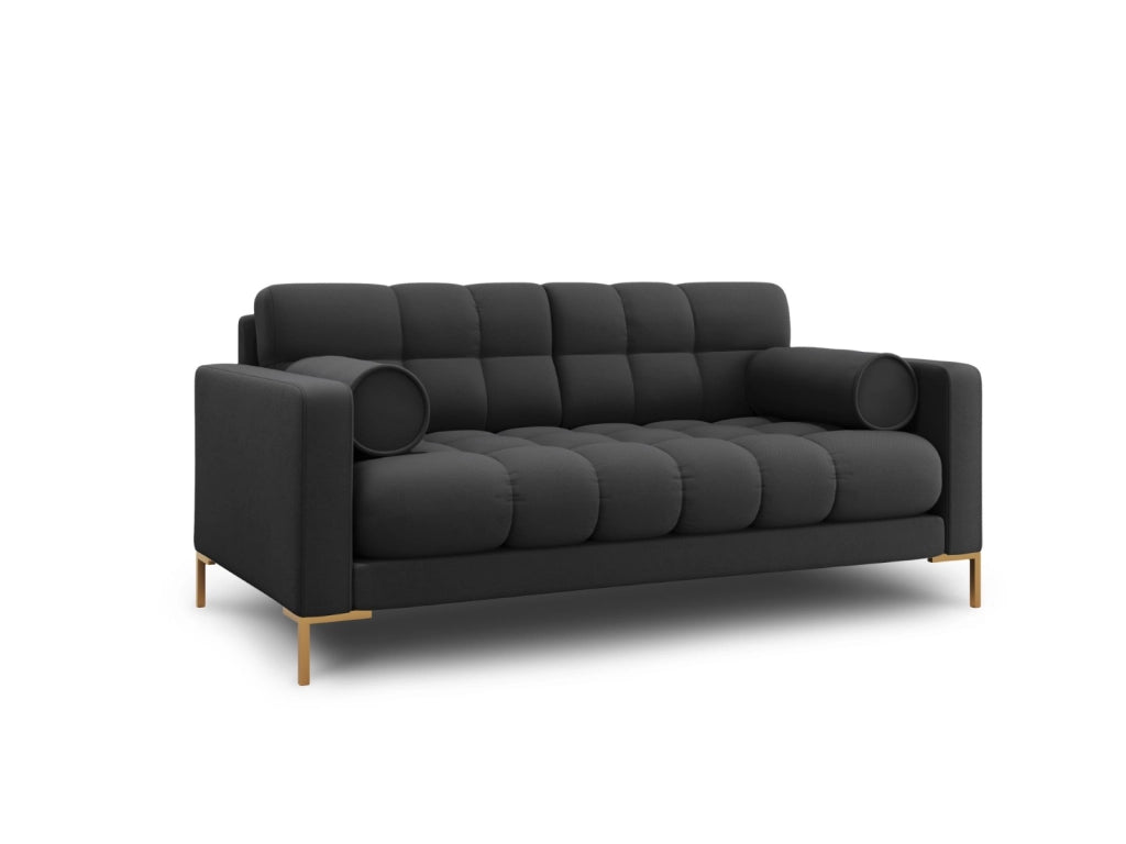 Cosmopolitan Design - Divano "Bali" 2 posti in tessuto strutturato grigio scuro 