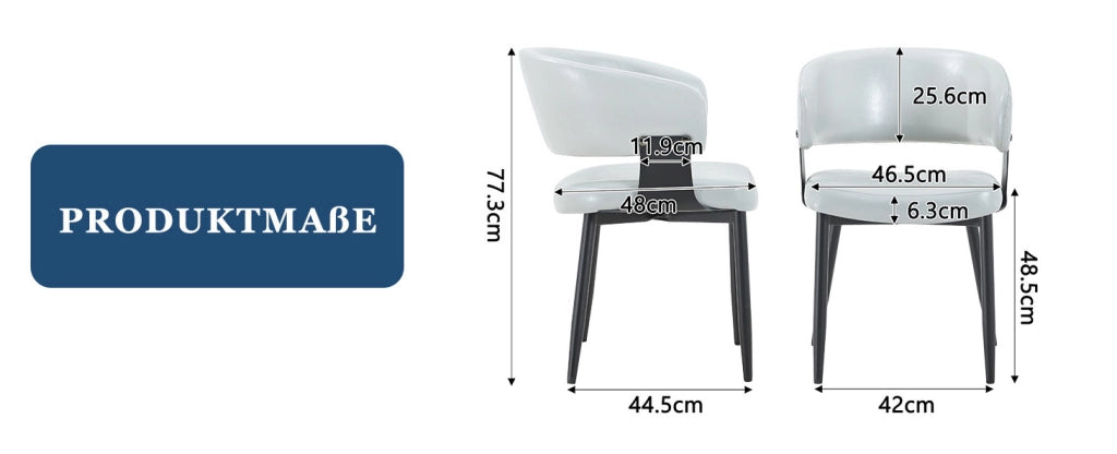 Sedia da pranzo 96x59.5x40 cm con schienale ergonomico e braccioli in similpelle grigia