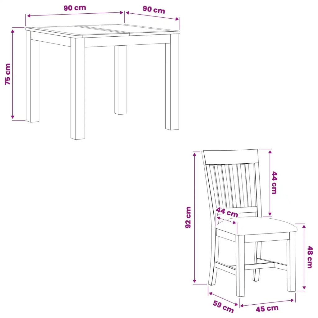 Set da pranzo 5 pz Grigio Legno di Quercia Massello 3430332