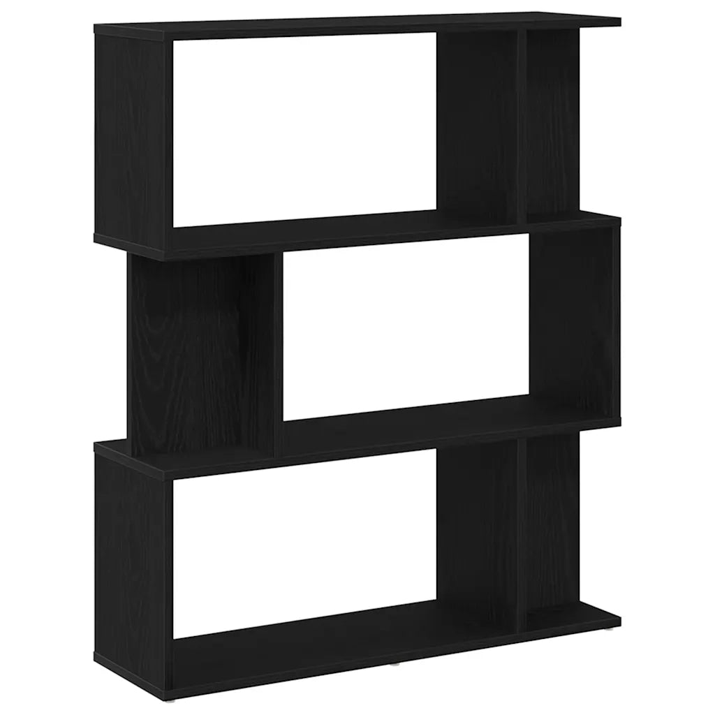 Libreria-Scaffale per Libri-Mobile di Stoccaggio Rovere Nero 80x24x96 cm in Legno Ingegnerizzato