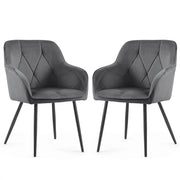 Set di 2 Sedie in velluto trapuntato DIAMANTE Grafite gambe nere