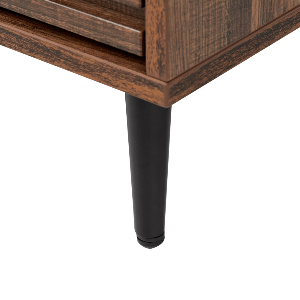 Cassettiera in MDF Legno scuro 4 cassetti Gambe in ferro Moderno