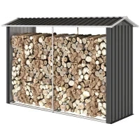 Legnaia con Struttura in Acciaio Galvanizzato e Base rialzata, 240x 86x160cm, Nero