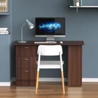 Tavolo da Scrivania Informativo Multi-Funzione 3 cassetti 2 ripiani dim. 120L x 49P x 72H cm MDF Effetto Noce