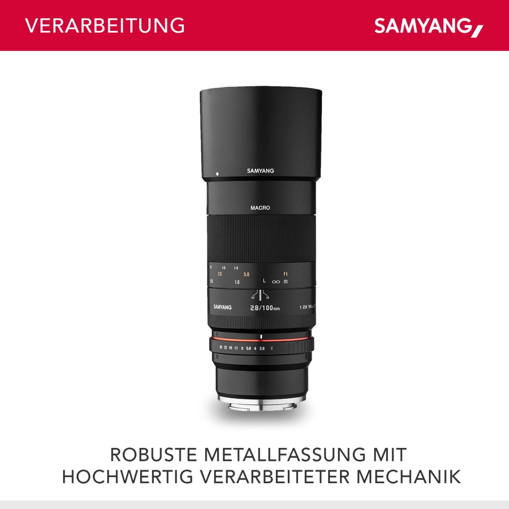 MF 100mm F2.8 Macro per Sony E - Teleobiettivo macro per Sony E, adatto per APS-C e full frame, messa a fuoco manuale, per Sony E - A6100, A6400, A6600, A6500, A1, A7S III, A7C II A7C R