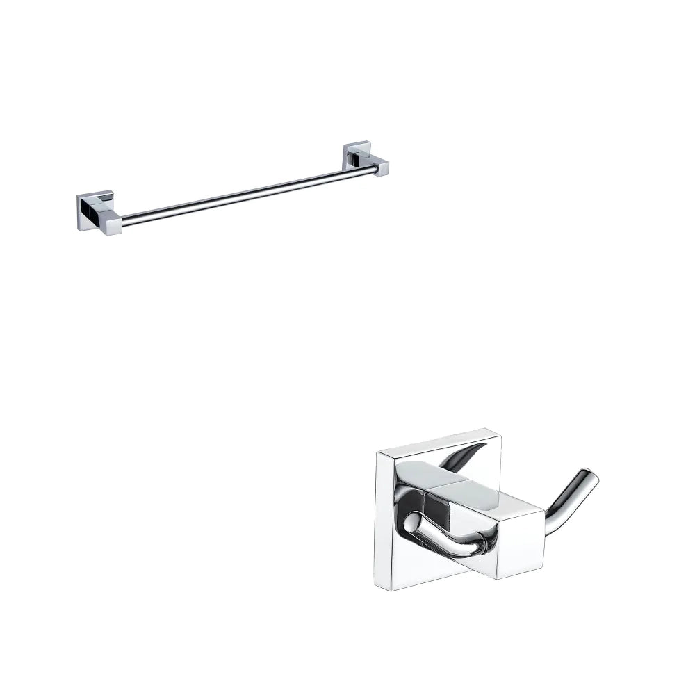 Set da bagno 2 accessori cromato: porta asciugamani 63cm, doppio appendino | Wash