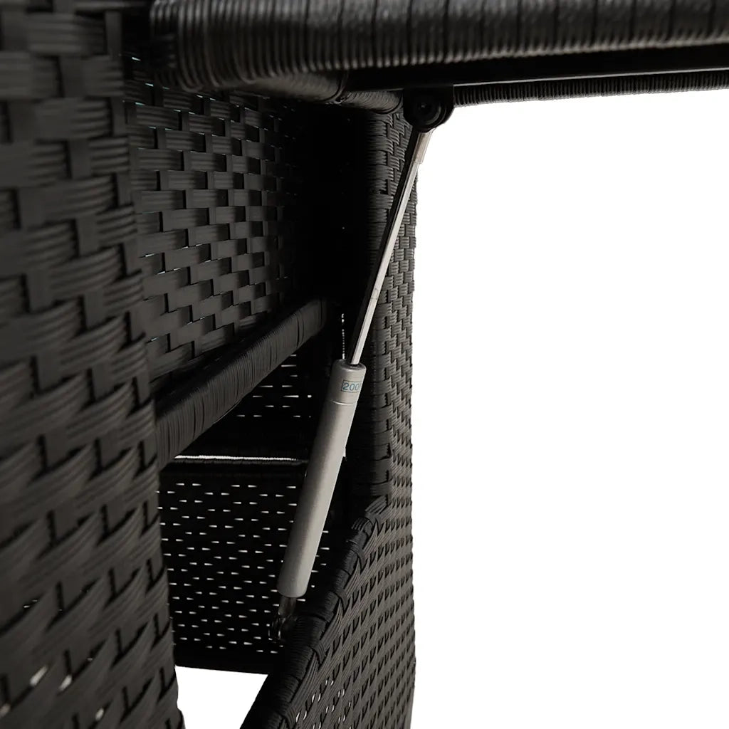 Sedia Reclinabile da Giardino con Tavolino Nera Polyrattan 4108275
