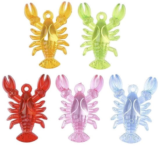 Pacco di Charmi con Sconto 5 Pezzi - Charms in Acrilico - Forma di Granchio - Creazione di Gioielli - Leggero - Progetto Unico