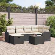 Set Divano Giardino  7 Pezzi con Cuscini Polyrattan Nero