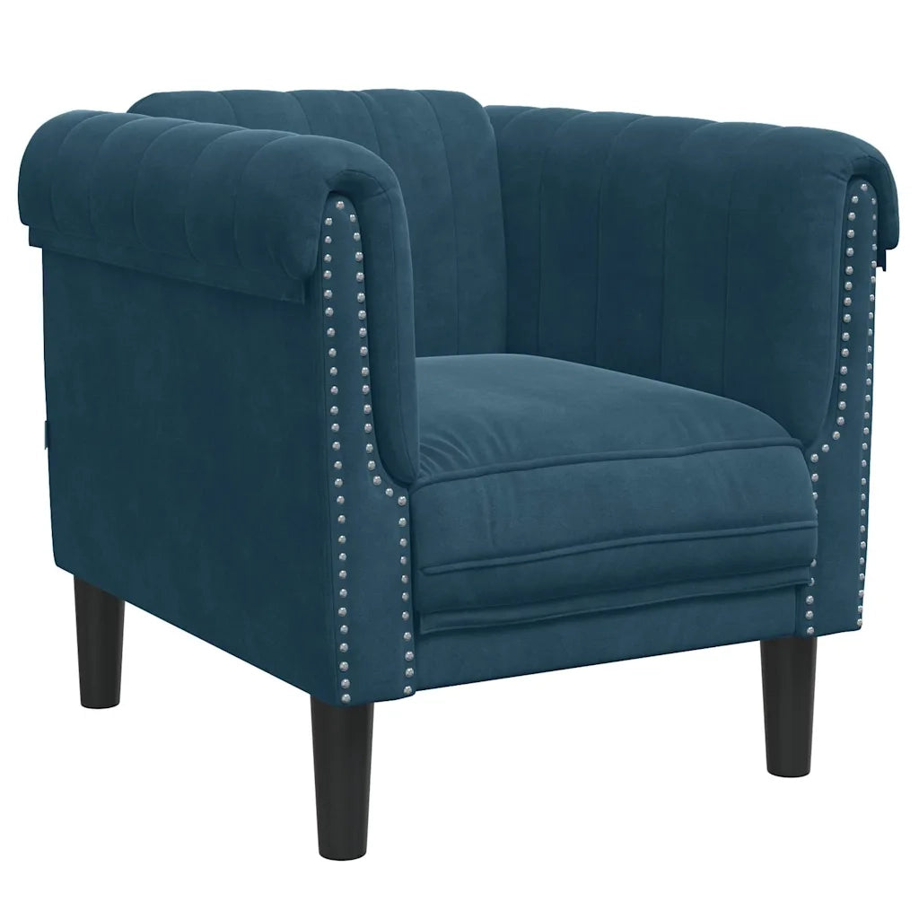 Set di Divani 3 pz Blu in Velluto