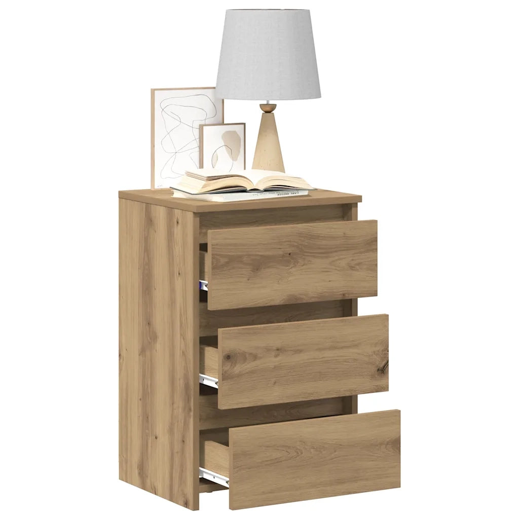 Comodini 2pz Rovere Artigianale 40x35x62,5 cm Legno Multistrato 856525