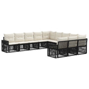 Set Divano da Giardino 11 pcs Nero e Bianco Crema polyrattan 3435262
