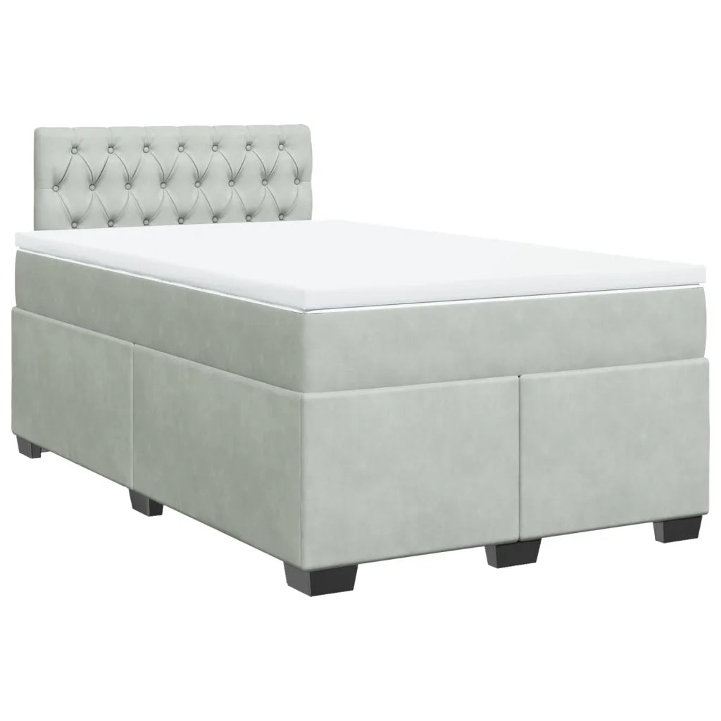 Giroletto a Molle con Materasso Grigio Chiaro 120x200cm Velluto 3288588