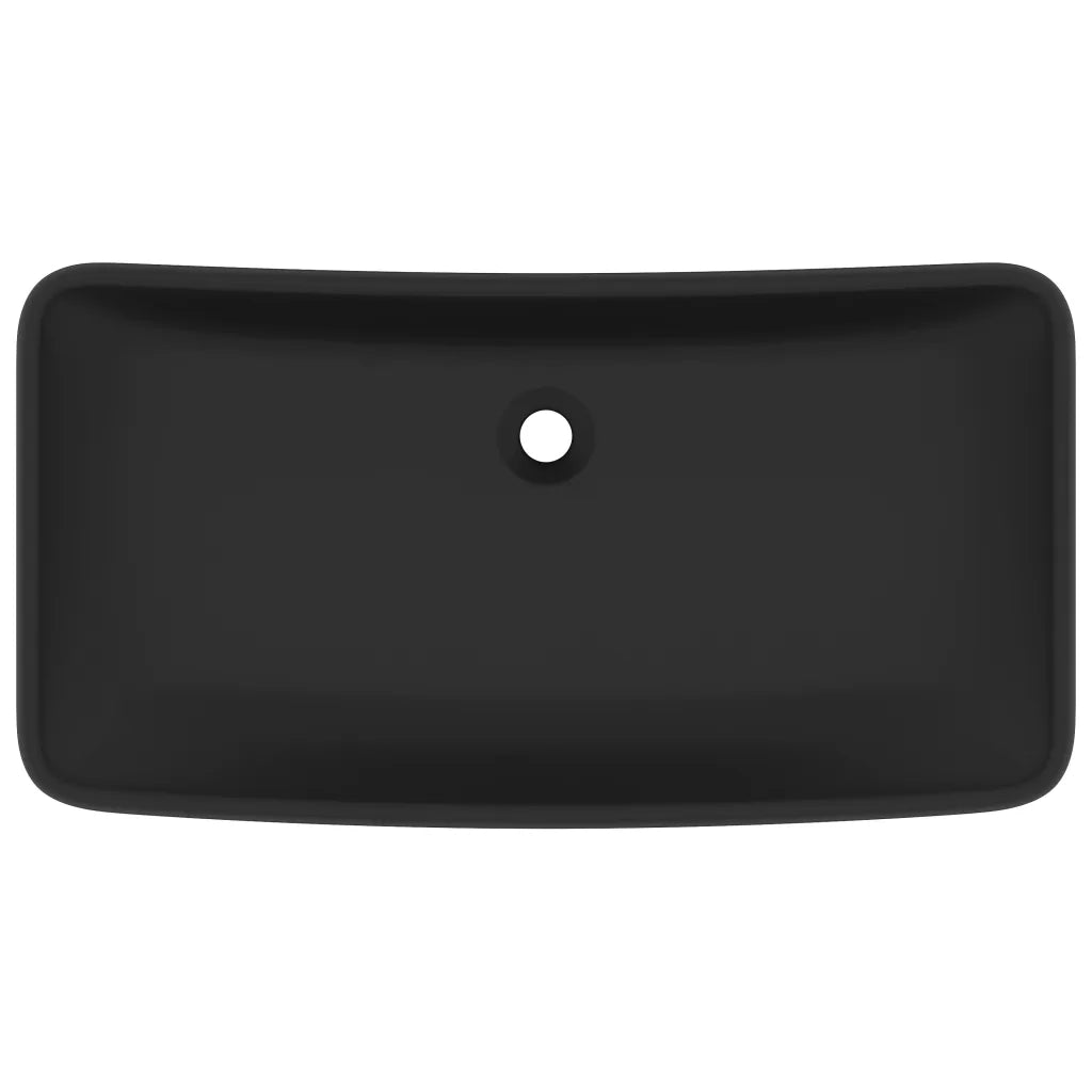 Lavandino Lusso Rettangolare Nero Opaco 71x38 cm in Ceramica CFW2719847