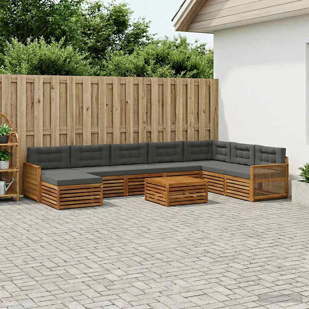 Set di divani da esterno 9 pz Naturale e Antracite 3383750