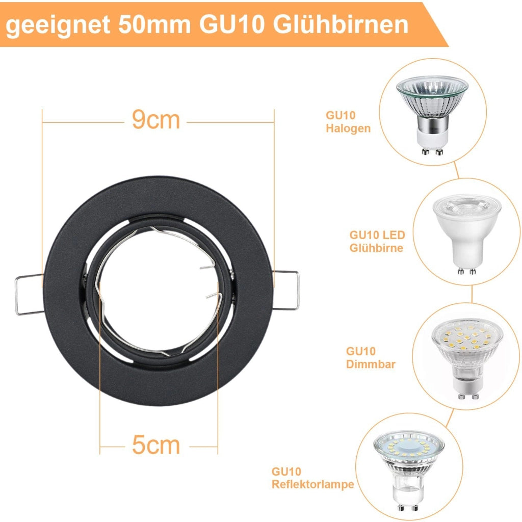ZMH Faretto da soffitto LED 6 Pezzi con Attacco GU10 Orientabile 30° Lampade Alogene