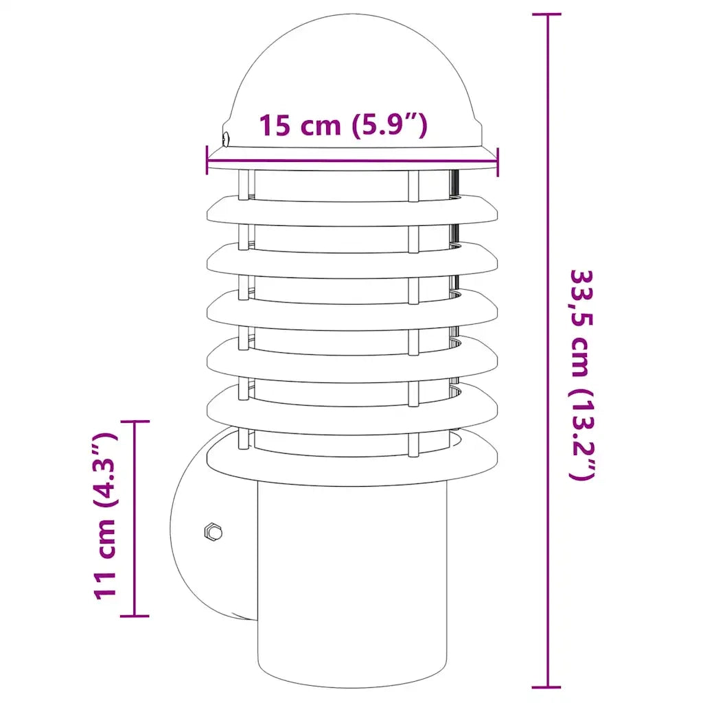 Applique da Esterno 2 pz Nere in Acciaio Inossidabile CFW3369725