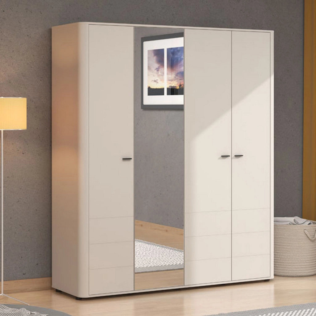 Armadio Camera da Letto Bustone, Guardaroba Grande 2 Ripiani, 179.5x210.5h cm Bianco Crema