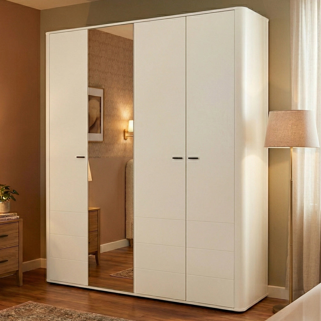 Armadio Camera da Letto Bustone, Guardaroba Grande 2 Ripiani, 179.5x210.5h cm Bianco Crema