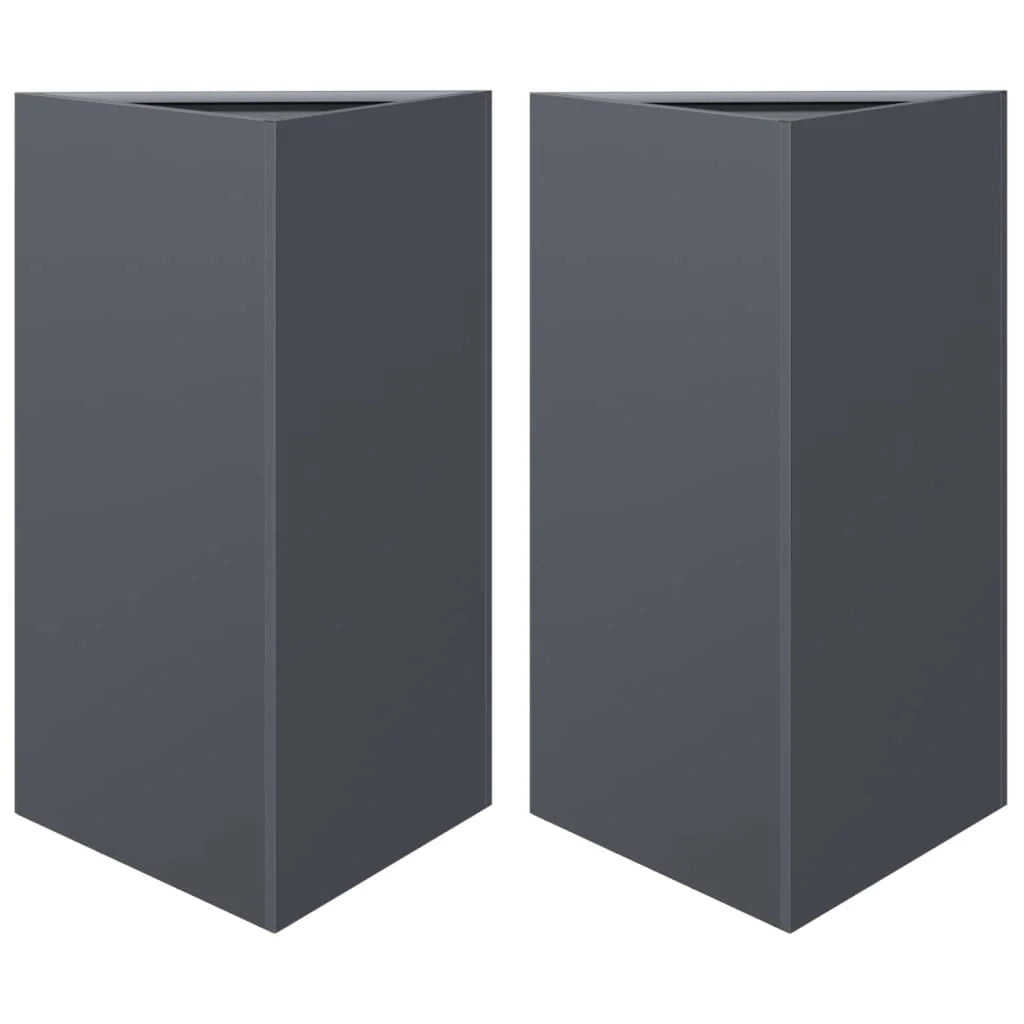 Fioriera rialzata per piante fiori giardino terrazze set da 2 triangolare 50 x 43 x 75 cm acciaio antracite 02_0039104
