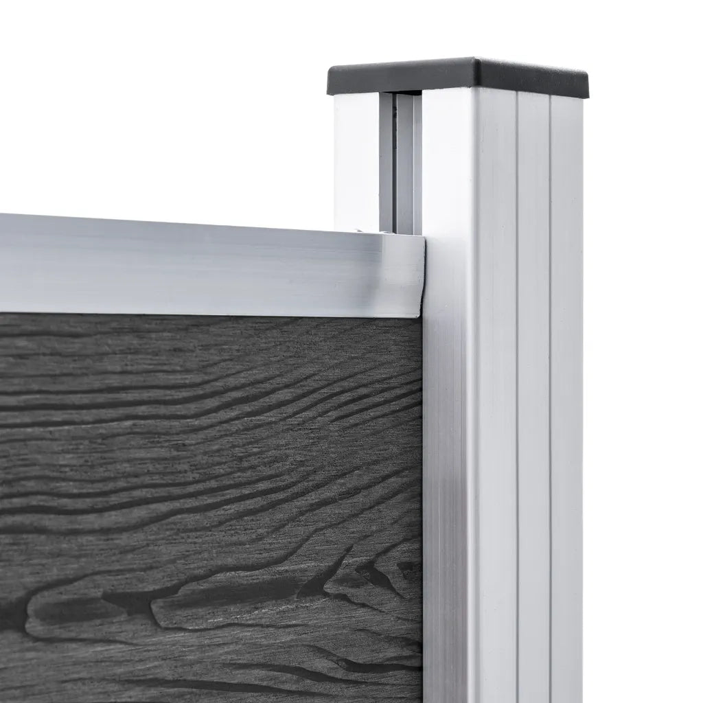 Set Pannelli di Recinzione in WPC 353x146 cm Nero