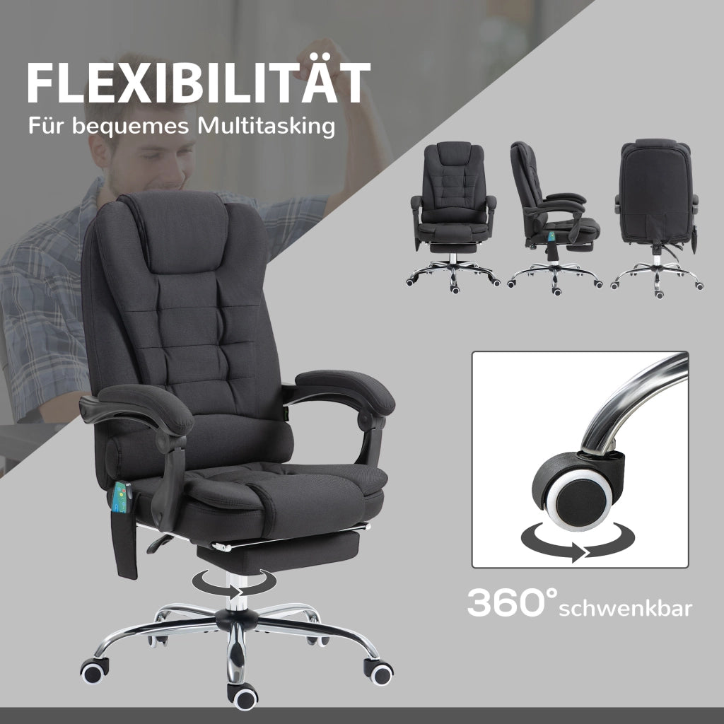 Sedia da ufficio ergonomica con massaggio, schienale reclinabile e riscaldamento, regolabile in altezza ¨C Minimal ¨C Nero
