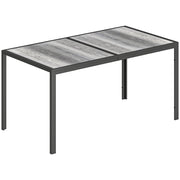 Tavolo da Giardino 4-6 Persone 150x80x74 cm con Piano Effetto Legno in Acciaio e Plastica Grigio e Nero