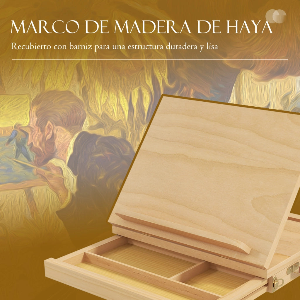 Cavalletto da Tavolo in Legno Pieghevole con Cassetto e Altezza Regolabile ¨C Minimal ¨C 33,5x26x26 cm