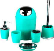 Set da Bagno, 6 Pezzi Accessori da Bagno Vari, Rilasciatore di Sapone e Spazzolone da WC (Turchese)