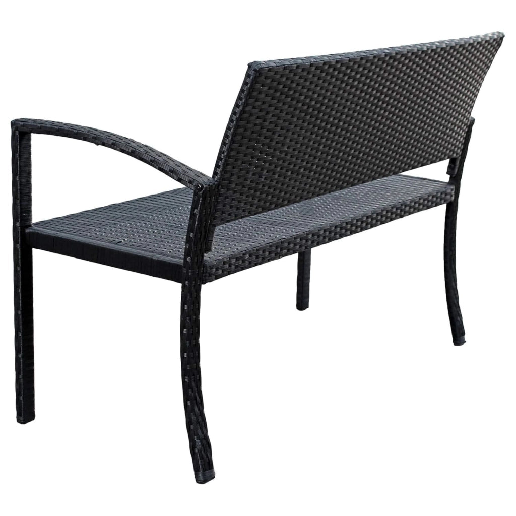 Panchina Da Giardino In Polyrattan Con Braccioli Struttura In Metallo Resistente Fino A 320 Kg Ideale Per Esterno Terrazzo Balcone Design Moderno Effetto Rattan 122 x 58 x 90 Cm Nero