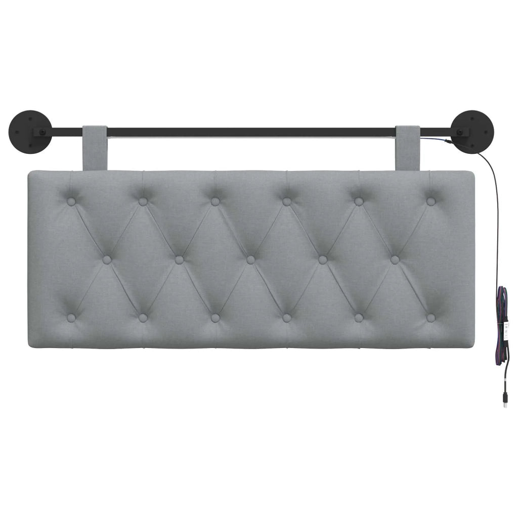 Testiera sospesa Con luce LED Grigio Chiaro Tessuto