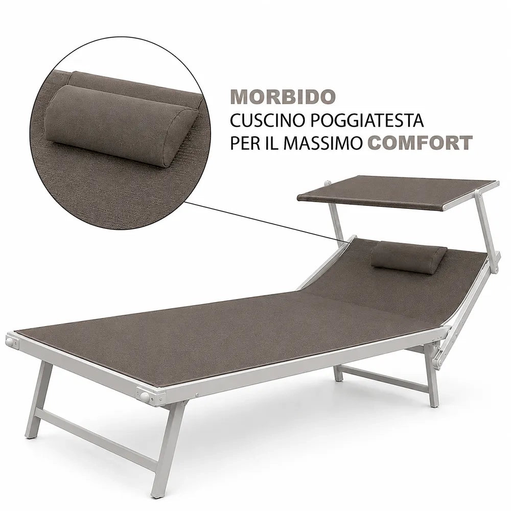 Lettino Mare L-Mediterraneo PLUS - Tortora/Bianco