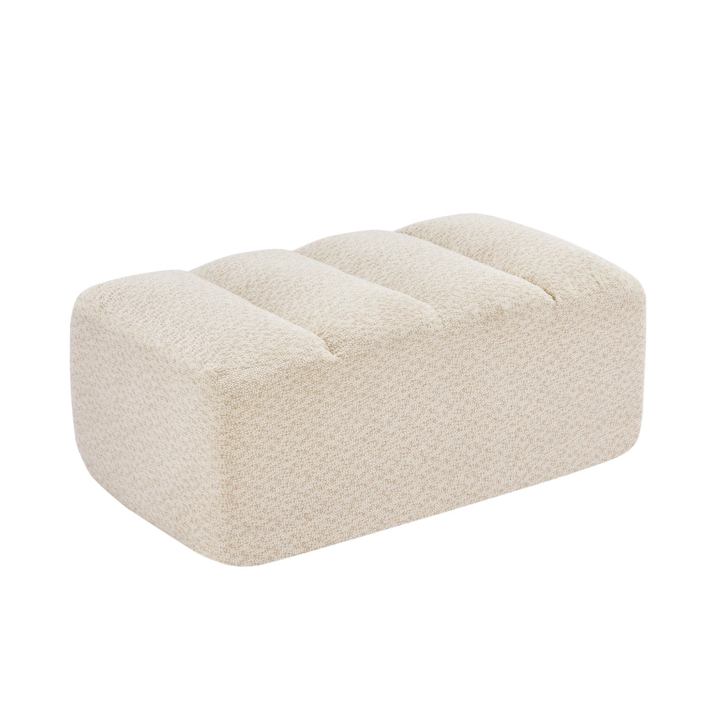 DIVANO modulare senza struttura con ottomano in Granular Fleece beige e bianco