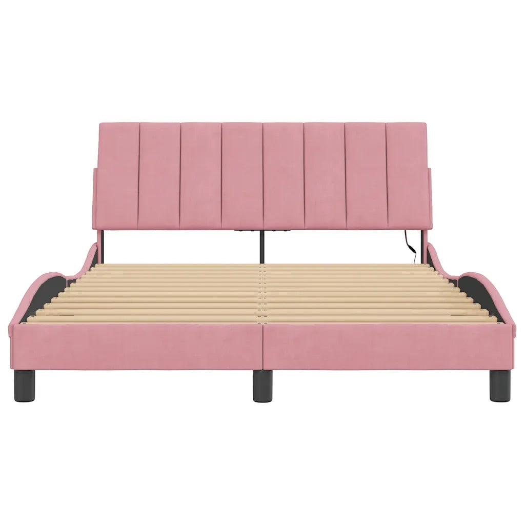 Giroletto con Luci LED Rosa 120x200 cm in Velluto
