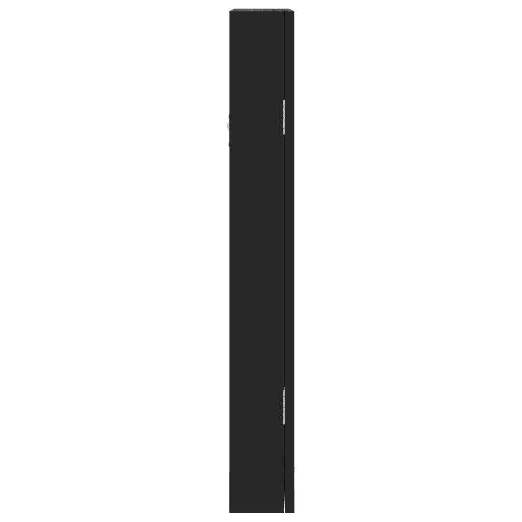 Armadio Portagioie con Specchio a Muro Nero 30x8,5x67 cm 353209