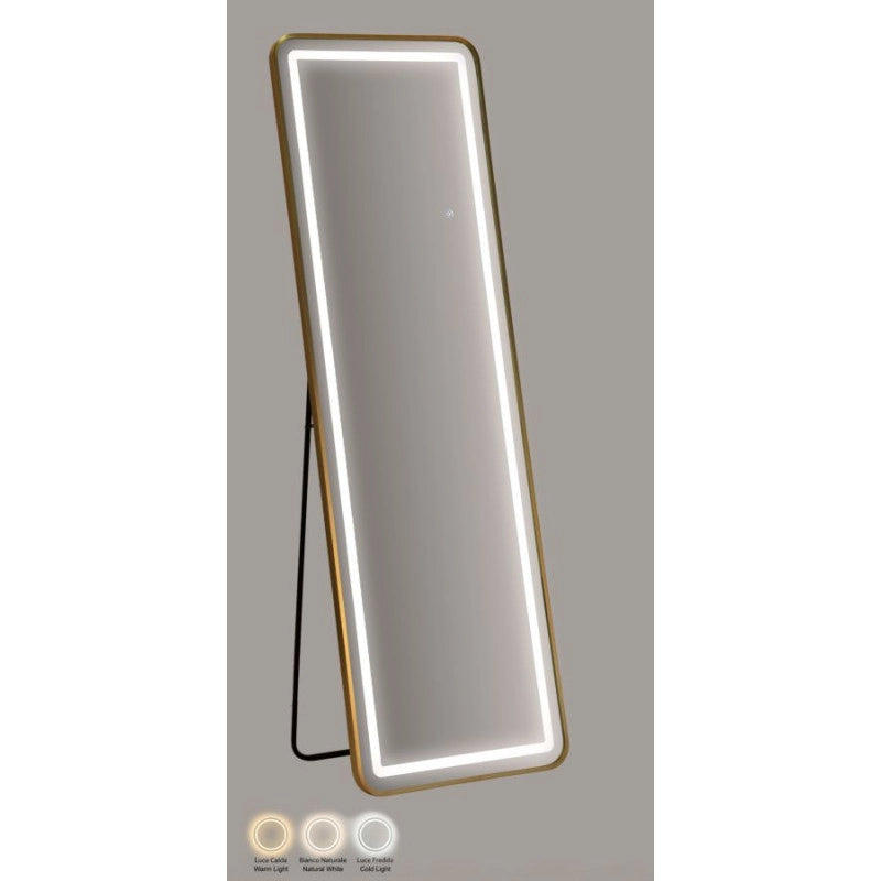 Specchio Da Terra Led Simple Rettangolare cm 50x3-38x160 (luce Con 3 Temperature Di Colore)