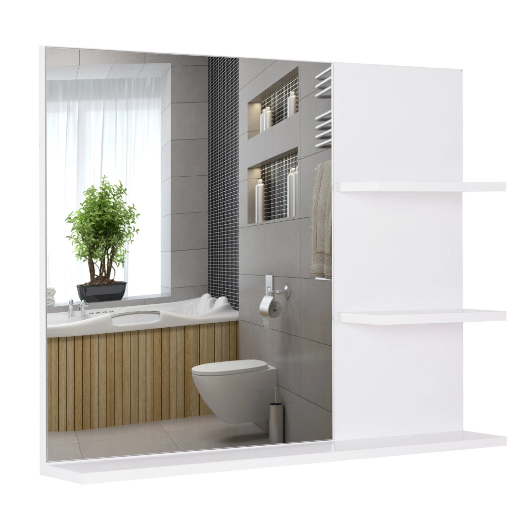 Specchio con Ripiani per Bagno ¨C Zephmum ¨C Bianco 60x48x10 cm