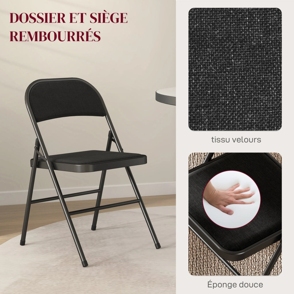 Sedie Pieghevoli da Pranzo ¨C Zephmum ¨C Struttura in Acciaio 45x46x78 cm Nero