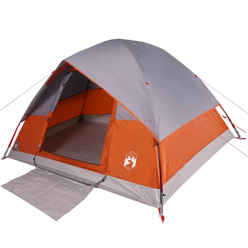 Tenda Familiare a Cupola 6 Persone Grigio e Arancione Impermeabile 94705