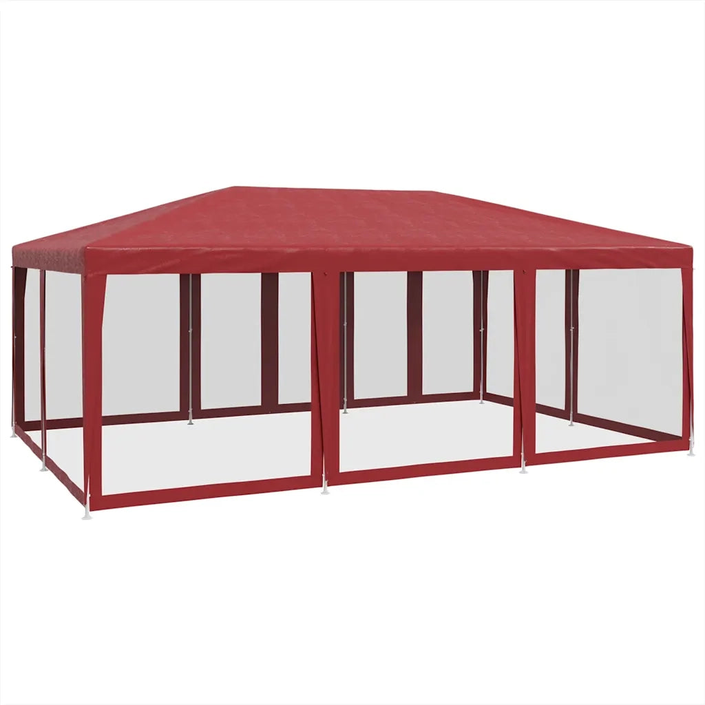 Tenda per Feste con 10 Pareti Laterali in Rete-Tenda da campeggio Rossa 6x4 m HDPE