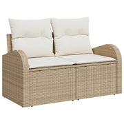 Set Divano da Giardino 7 Pezzi con Cuscini Beige Rattan Polietileno