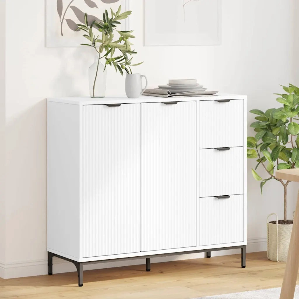 Credenza | Madia | Buffet da pranzo | Armadio da pranzo Bianco 89,5 x 33 x 82 cm Legno multistrato